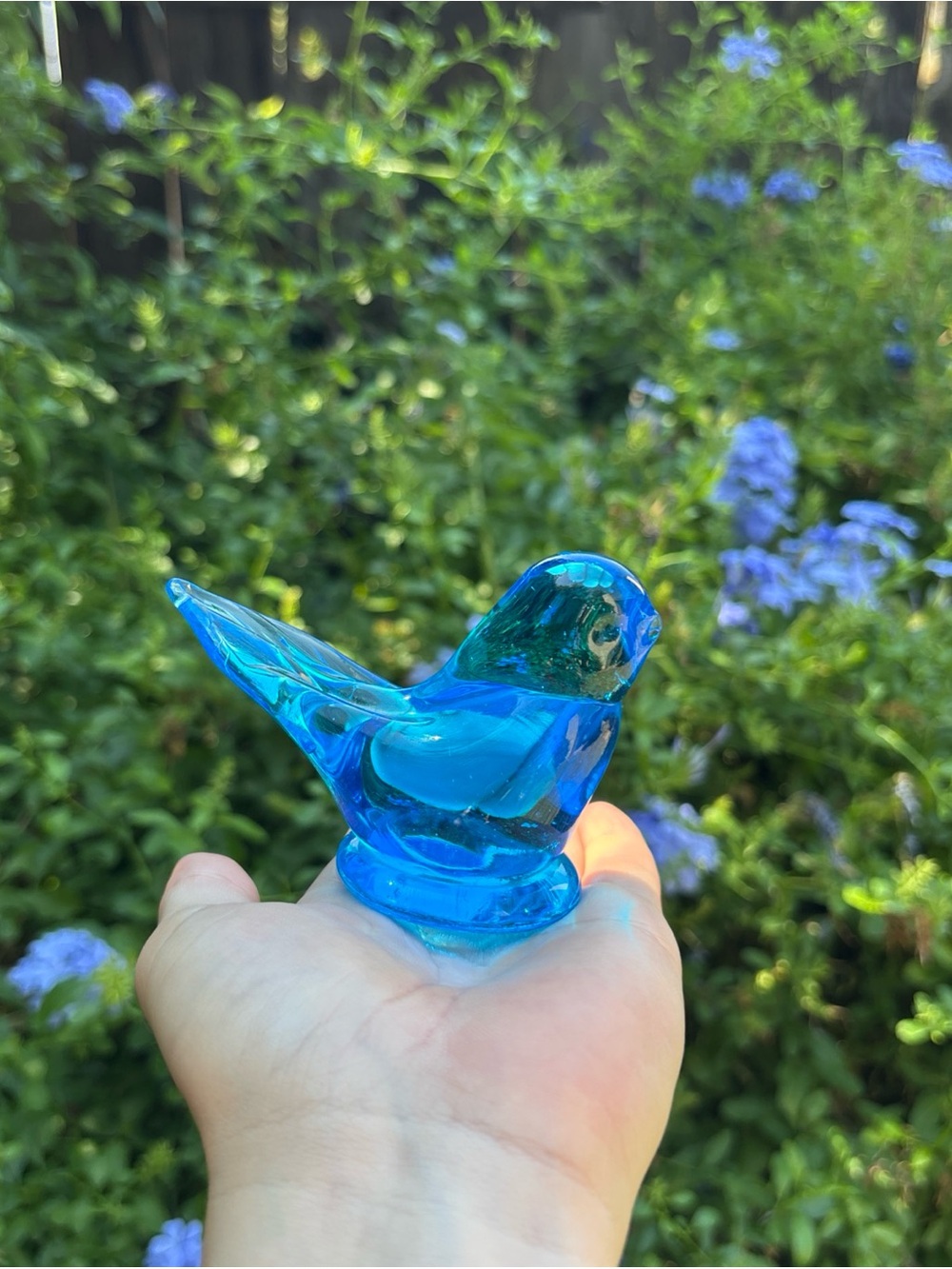 Bluebird of Happiness Blue Cardinal Glass Bird Figurine Signed Leonard Ward 1997